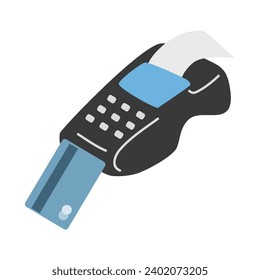 Terminal de pago con tarjeta de crédito insertada