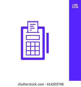 payment terminal line vector icon