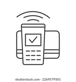 Payment terminal linear icon on a white background