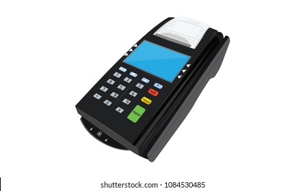 Payment terminal for mobile payment service - flat style - art vector