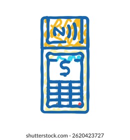 terminal de pagamento nfc tecnologia doodle ícone esboço vetor. sinal de tecnologia nfc terminal pagamento. símbolo isolado ilustração