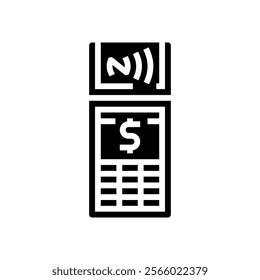 payment terminal nfc technology glyph icon vector. payment terminal nfc technology sign. isolated symbol illustration