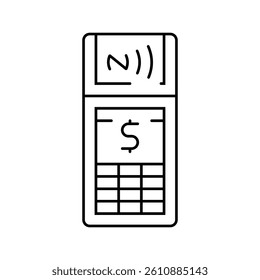 payment terminal nfc technology line icon vector. payment terminal nfc technology sign. isolated contour symbol black illustration