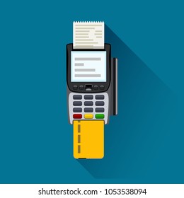 payment terminal on blue