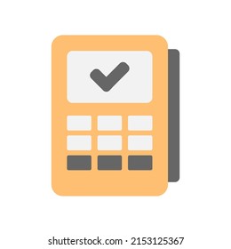 Payment terminal, POS terminal with check. minimal icon illustration