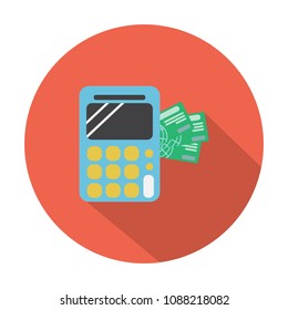 Payment terminal. Pos machine with credit card. Flat design, vector.