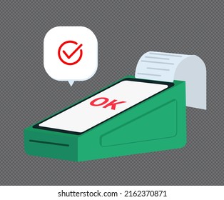 payment terminal receipt on a mobile phone illustration set. purchase, invoice, speech bubble, settlement. Vector drawing. Hand drawn style.