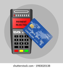 Pago por terminal de pago rechazado Pos Pagos sin contacto, nfc, tarjeta de crédito bancaria en línea