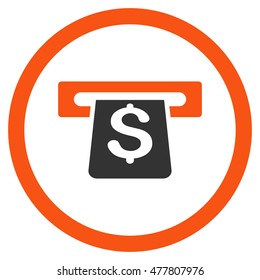 Payment Terminal rounded icon. Vector illustration style is flat iconic bicolor symbol, orange and gray colors, white background.