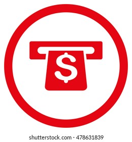 Payment Terminal rounded icon. Vector illustration style is flat iconic symbol, red color, white background.
