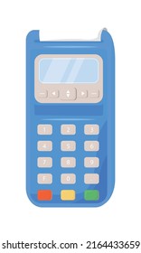 Payment terminal semi flat color vector object. Full sized item on white. Electronic financial transactions. Point of sale simple cartoon style illustration for web graphic design and animation