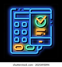 Payment Terminal Smartphone neon light sign vector. Glowing bright icon transparent symbol illustration