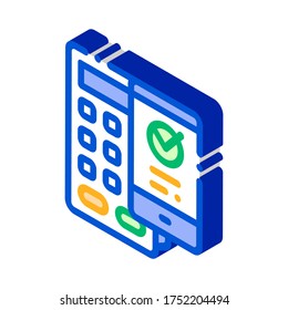 Payment Terminal Smartphone vector isometric sign. color isolated symbol illustration