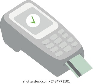 Payment terminal vector. Banking technology. Transaction accepted 