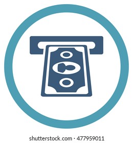 Payment Terminal vector bicolor rounded icon. Image style is a flat icon symbol inside a circle, cyan and blue colors, white background.