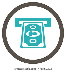 Payment Terminal vector bicolor rounded icon. Image style is a flat icon symbol inside a circle, grey and cyan colors, white background.