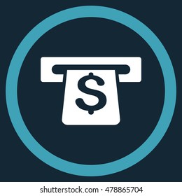 Payment Terminal vector bicolor rounded icon. Image style is a flat icon symbol inside a circle, blue and white colors, dark blue background.