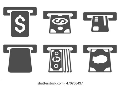 Payment Terminal vector icons. Pictogram style is gray flat icons with rounded angles on a white background.