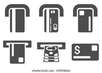 Payment Terminal vector icons. Pictogram style is gray flat icons with rounded angles on a white background.