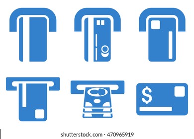 Payment Terminal vector icons. Pictogram style is cobalt flat icons with rounded angles on a white background.