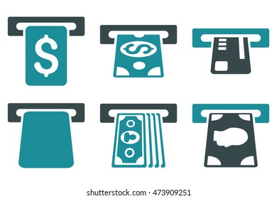 Payment Terminal vector icons. Pictogram style is bicolor soft blue flat icons with rounded angles on a white background.