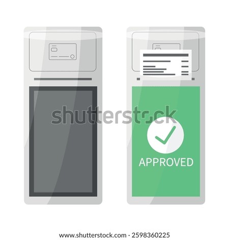 Payment terminals icons. The terminal is turned off and the terminal has accepted the payment.