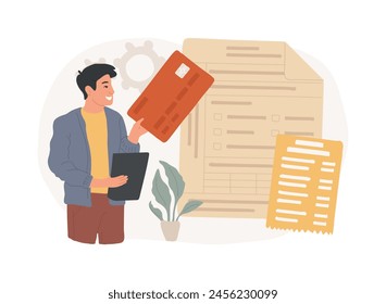 Payment terms isolated concept vector illustration. Convenient contract payments, invoicing terms, complete sale conditions, cash flow, credit card, e-check, wire transfer vector concept.