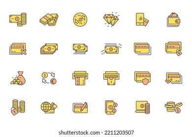 payment thin line icons. Vector illustration isolated on white. Editable stroke.