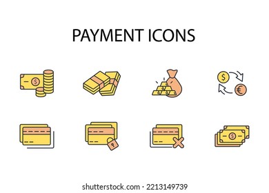payment thin line icons. Vector illustration isolated on white. Editable stroke.
