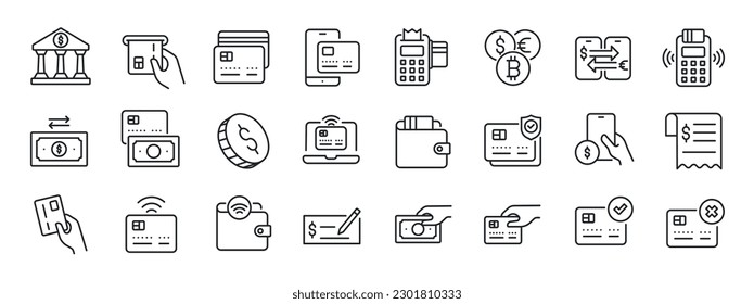 Payment thin line icons. For website marketing design, logo, app, template, ui, etc. Vector illustration.