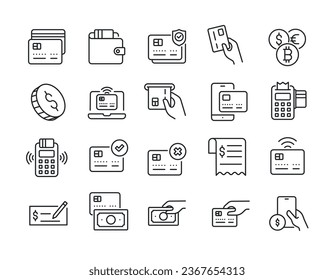 Payment thin line icons. For website marketing design, logo, app, template, ui, etc. Vector illustration.