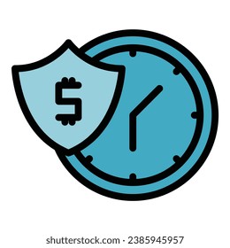 vector de esquema de icono de tiempo de pago. Préstamo de dinero. Color de los términos de crédito