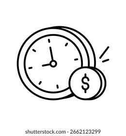 Zahlungszeitsymbol mit weißem Hintergrund, Vektorgrafik