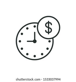 payment time - minimal line web icon. simple vector illustration. concept for infographic, website or app.