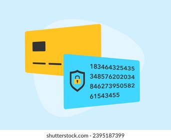 Payment Tokenization - Safeguard cardholder data with algorithmically generated tokens. Payment tokenization vector illustration on blue background with icons