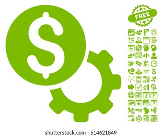 Payment Tools icon with bonus calendar and time management icon set. Vector illustration style is flat iconic symbols, eco green color, white background.