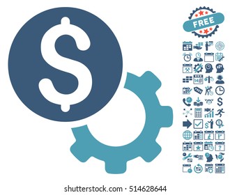 Payment Tools pictograph with bonus calendar and time management elements. Vector illustration style is flat iconic bicolor symbols, cyan and blue colors, white background.