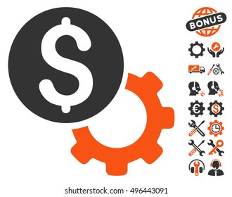 Payment Tools pictograph with bonus tools icon set. Vector illustration style is flat iconic bicolor symbols, orange and gray colors, white background.