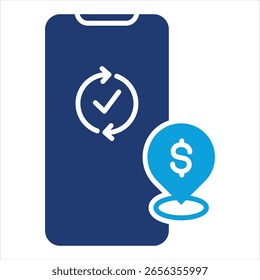 Ilustración vectorial plana del icono azul del seguimiento del pago
