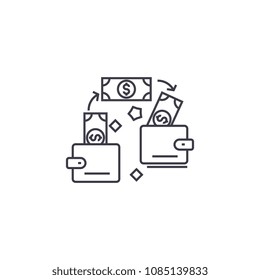 payment transaction vector line icon, sign, illustration on background, editable strokes