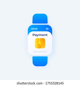 Payment transfer smartwatch interface vector template. Mobile app notification day mode design. Online cash transaction message screen. Flat UI for application. Smart watch display