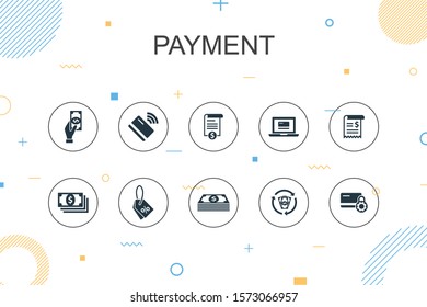 payment trendy Infographic template. Thin line design with Invoice, money, bill, discount icons