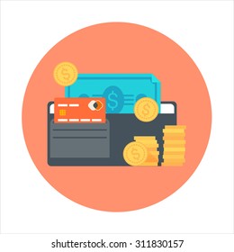 Payment type theme, flat style, colorful, vector icon for info graphics, websites, mobile and print media.