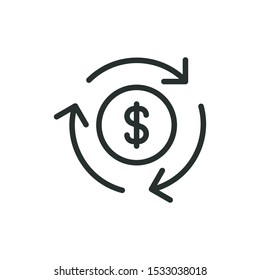 payment updates - minimal line web icon. simple vector illustration. concept for infographic, website or app.