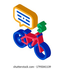 payment for using bicycle icon vector. isometric payment for using bicycle sign. color isolated symbol illustration