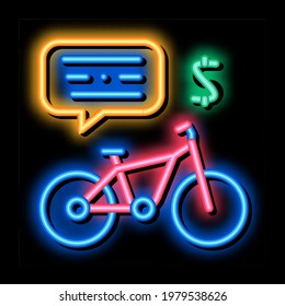payment for using bicycle neon light sign vector. Glowing bright icon payment for using bicycle sign. transparent symbol illustration