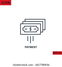 Payment vector icon on white background. Illustration line icon for graphic, print media interfaces and web design.
