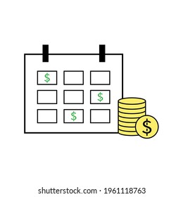 Payment vector icon, payment schedule, pricing. Flat calendar icon.