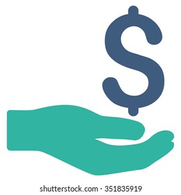 Payment vector icon. Style is bicolor flat symbol, cobalt and cyan colors, rounded angles, white background.