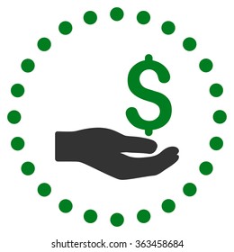 Payment vector icon. Style is bicolor flat circled symbol, green and gray colors, rounded angles, white background.